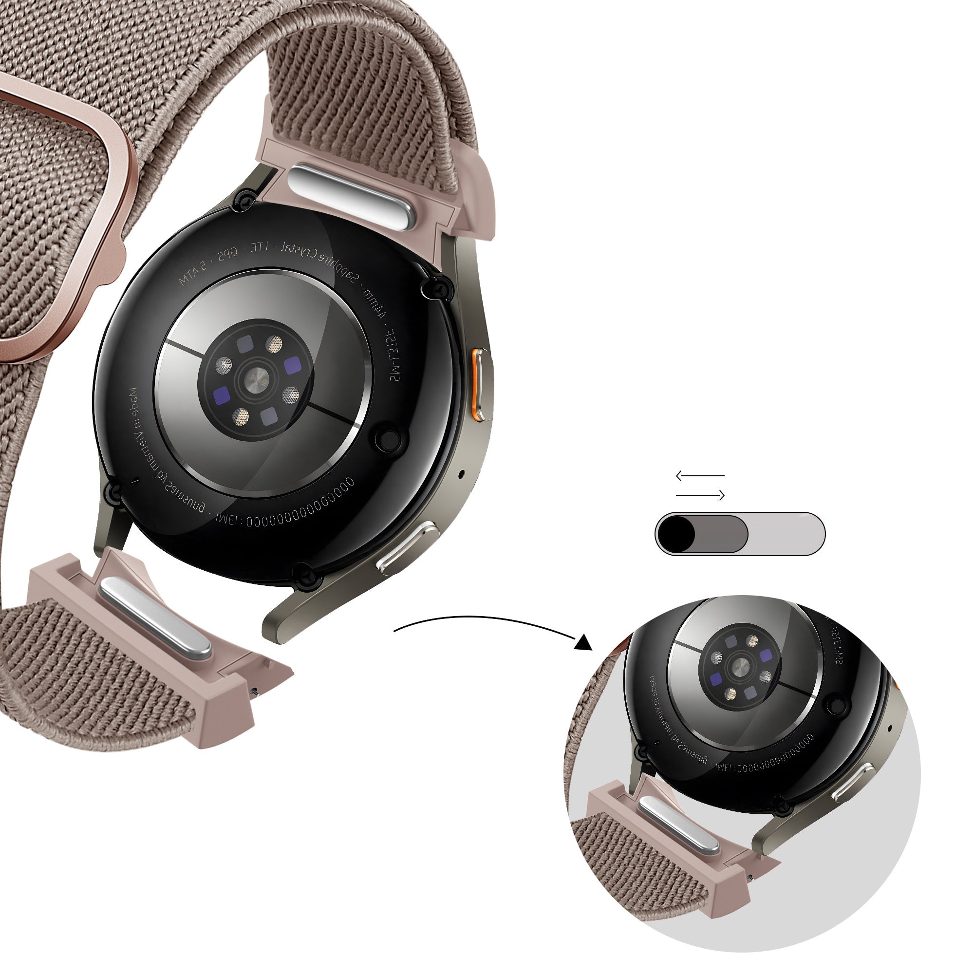 Bandz Samsung Galaxy Watch 4 44mm Elastic Strap 'Easy Fit' (Milk Tea)
