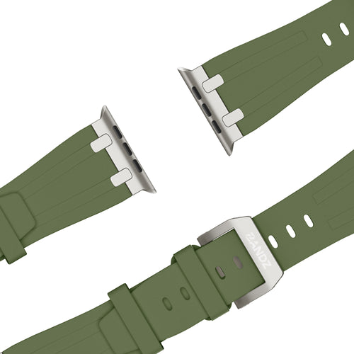 Bandz Apple Watch Silicone Strap 'Luxe Liquid' (Green With Titanium)