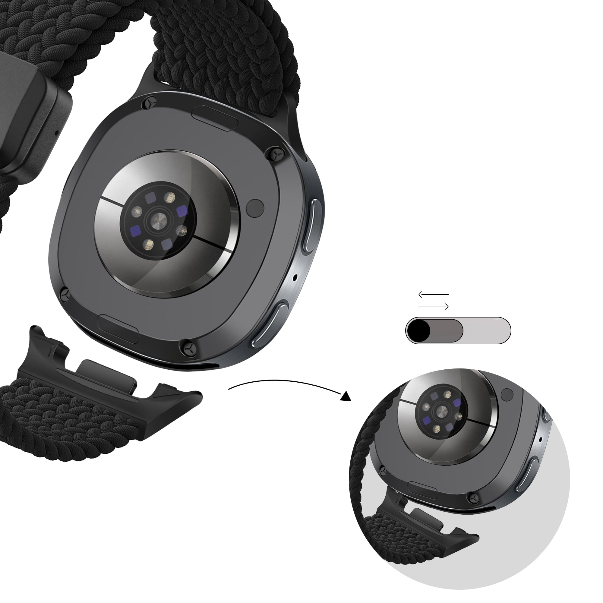 Bandz Samsung Galaxy Watch 8 - 44mm Magnetic Braided Strap (Black)