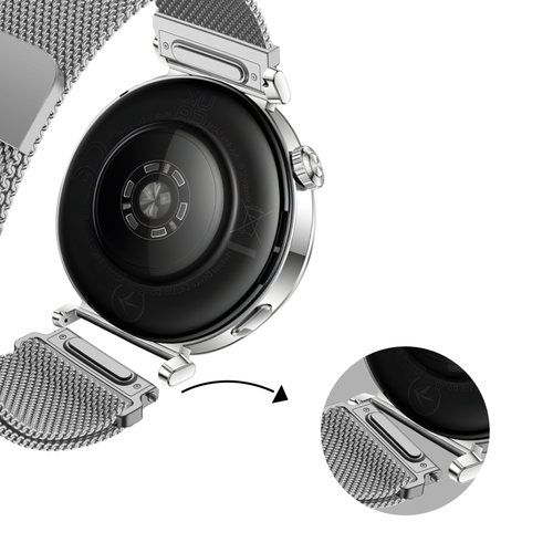 Bandz Huawei Watch GT 5 Pro - 42mm Milanese Strap 'Easy fit' (Silver)