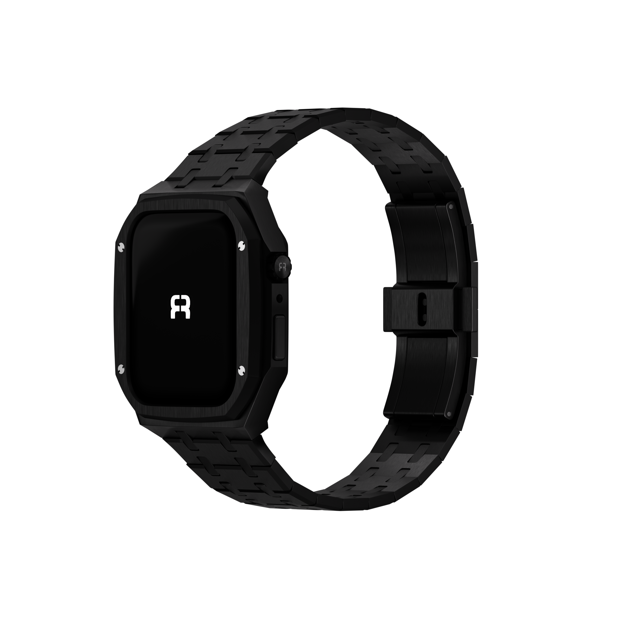 Reqior Apple Watch 45mm Case with Steel Strap (Black)