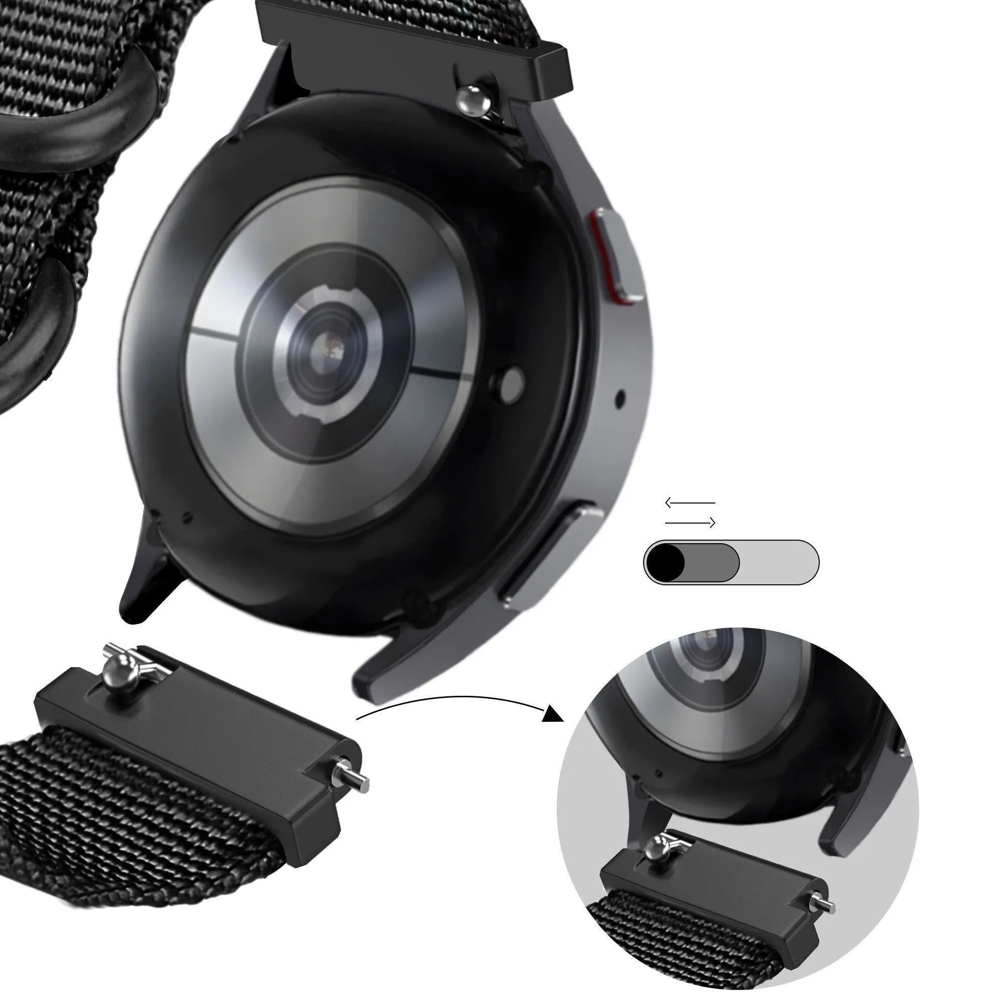 Bandz Oppo Watch X2 Nylon Strap with Buckle (Black)