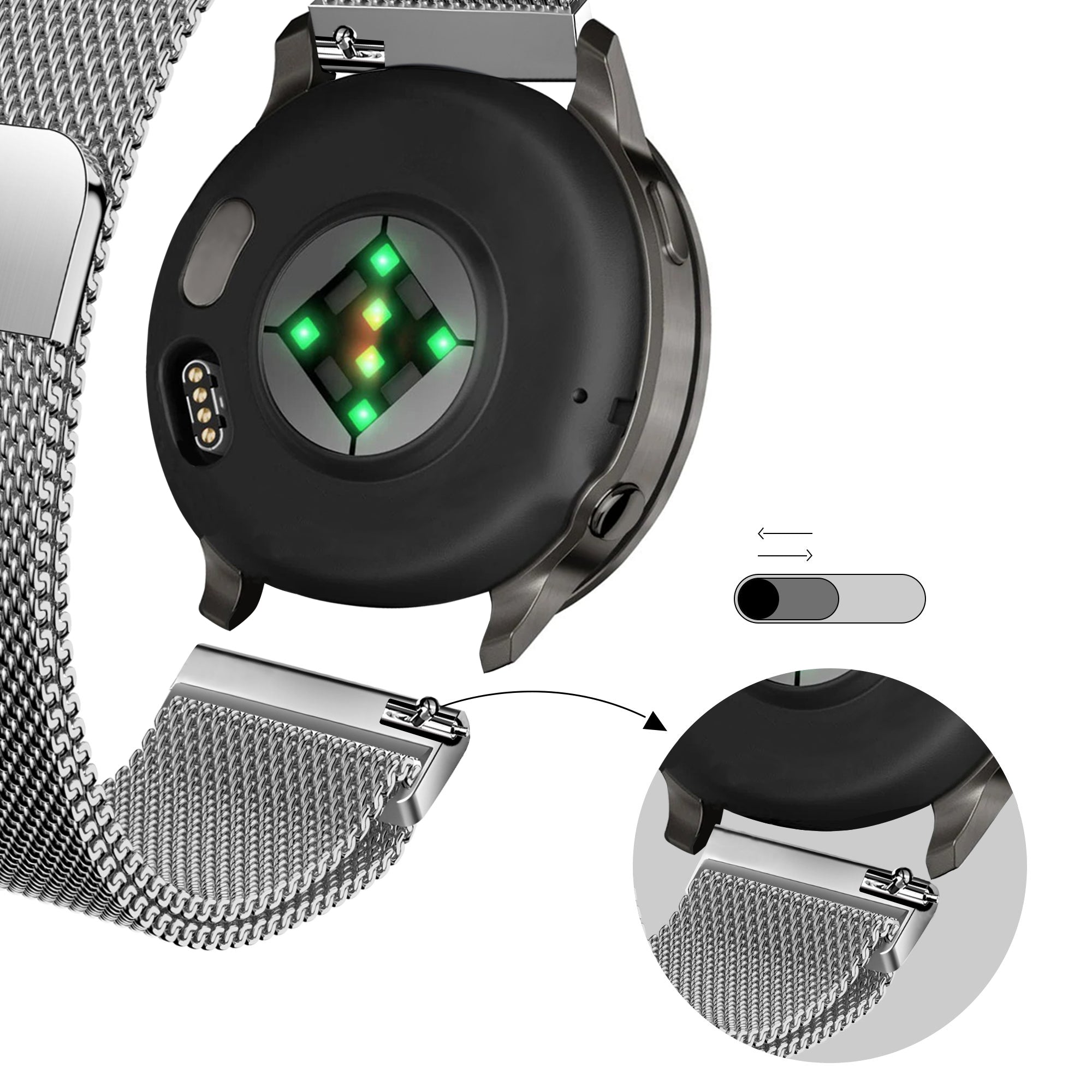 Bandz Garmin Bounce 2 Milanese Loop Strap (Silver)