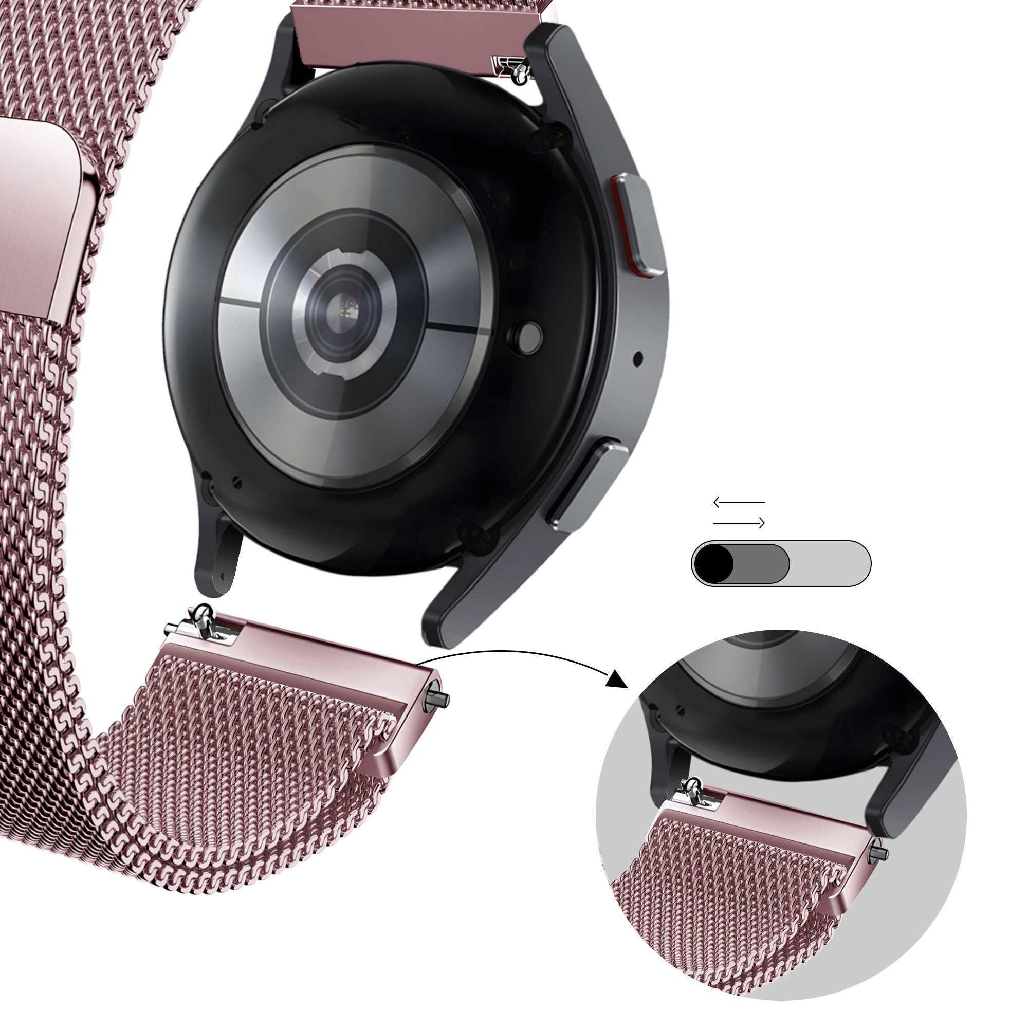 Bandz Amazfit Active 2 Milanese Loop Strap (Pink)