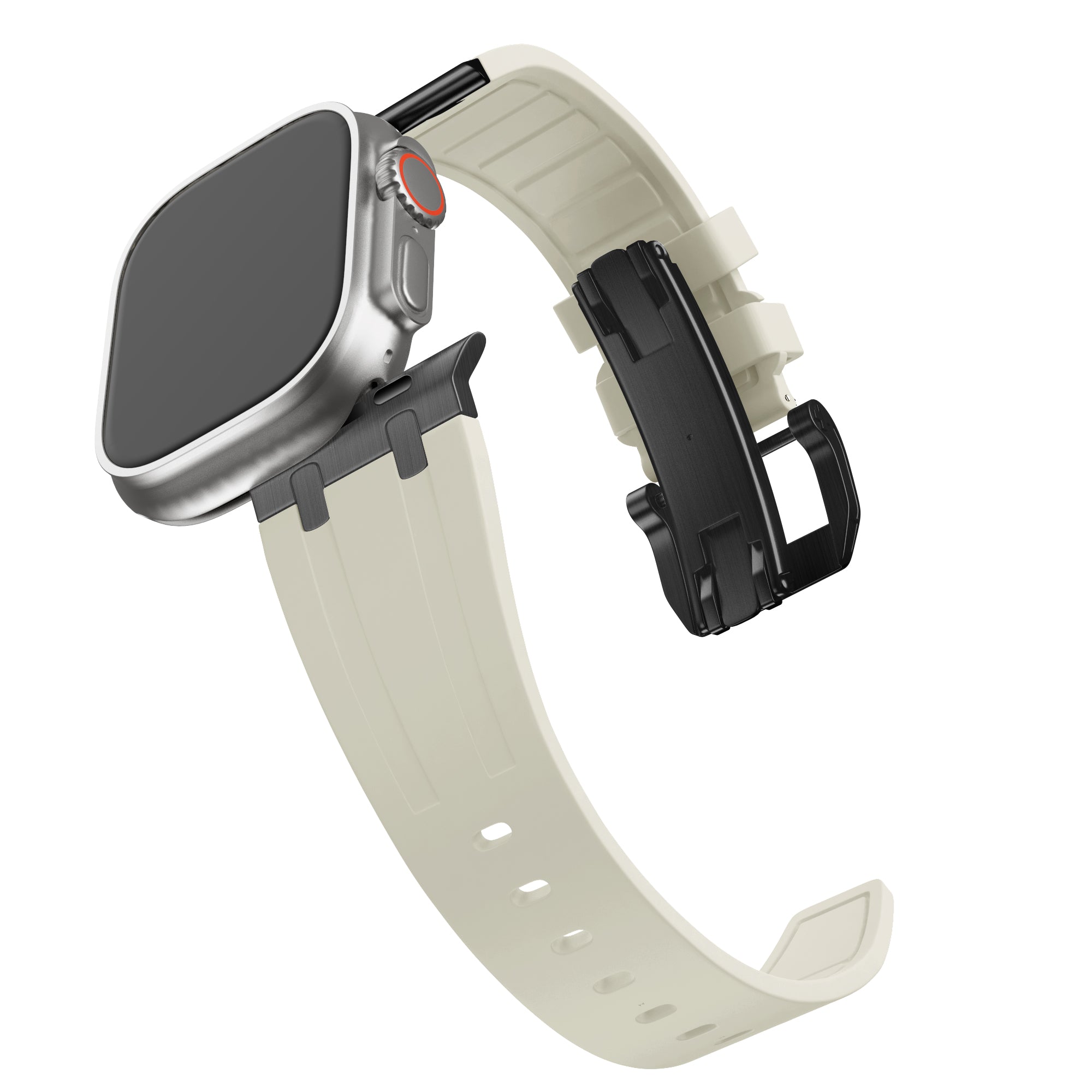 Bandz Apple Watch Silicone Strap 'Luxe Liquid' (Beige With Black)