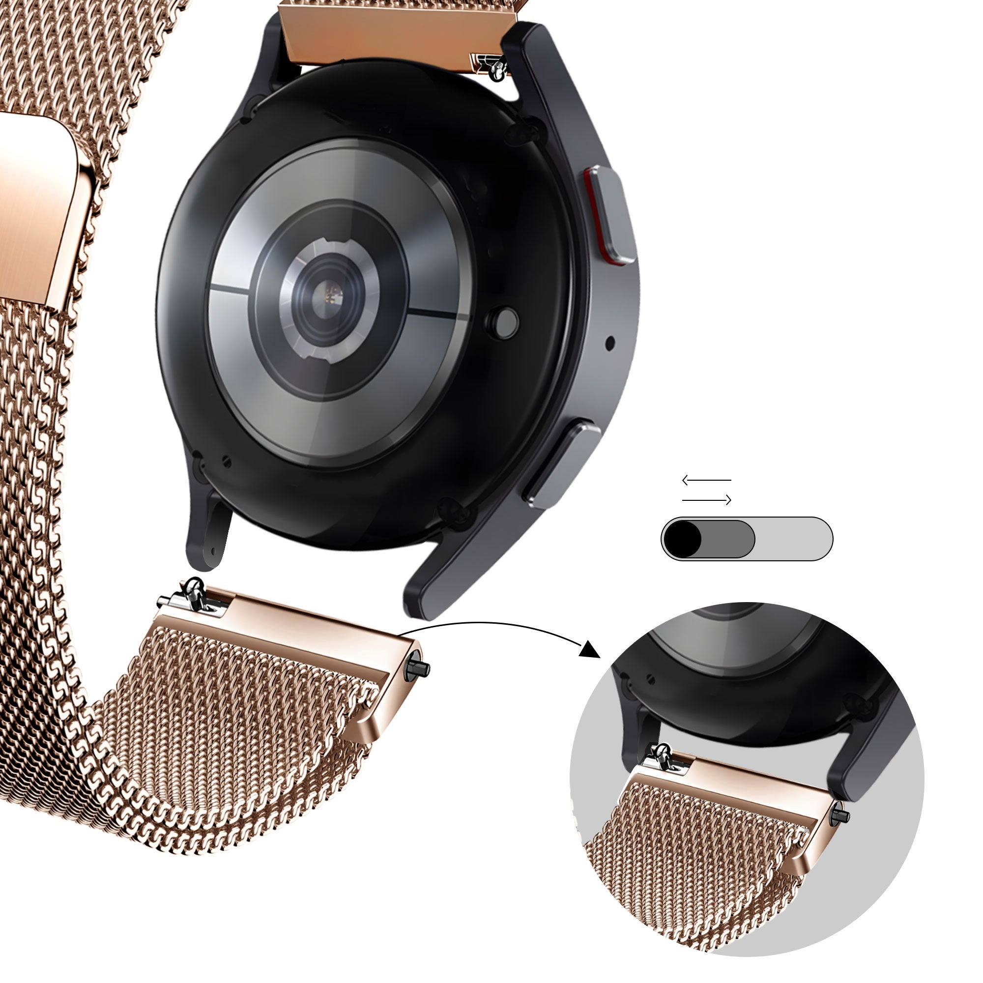 Bandz Coros Pace 2 Milanese Loop Strap (Rose Gold)