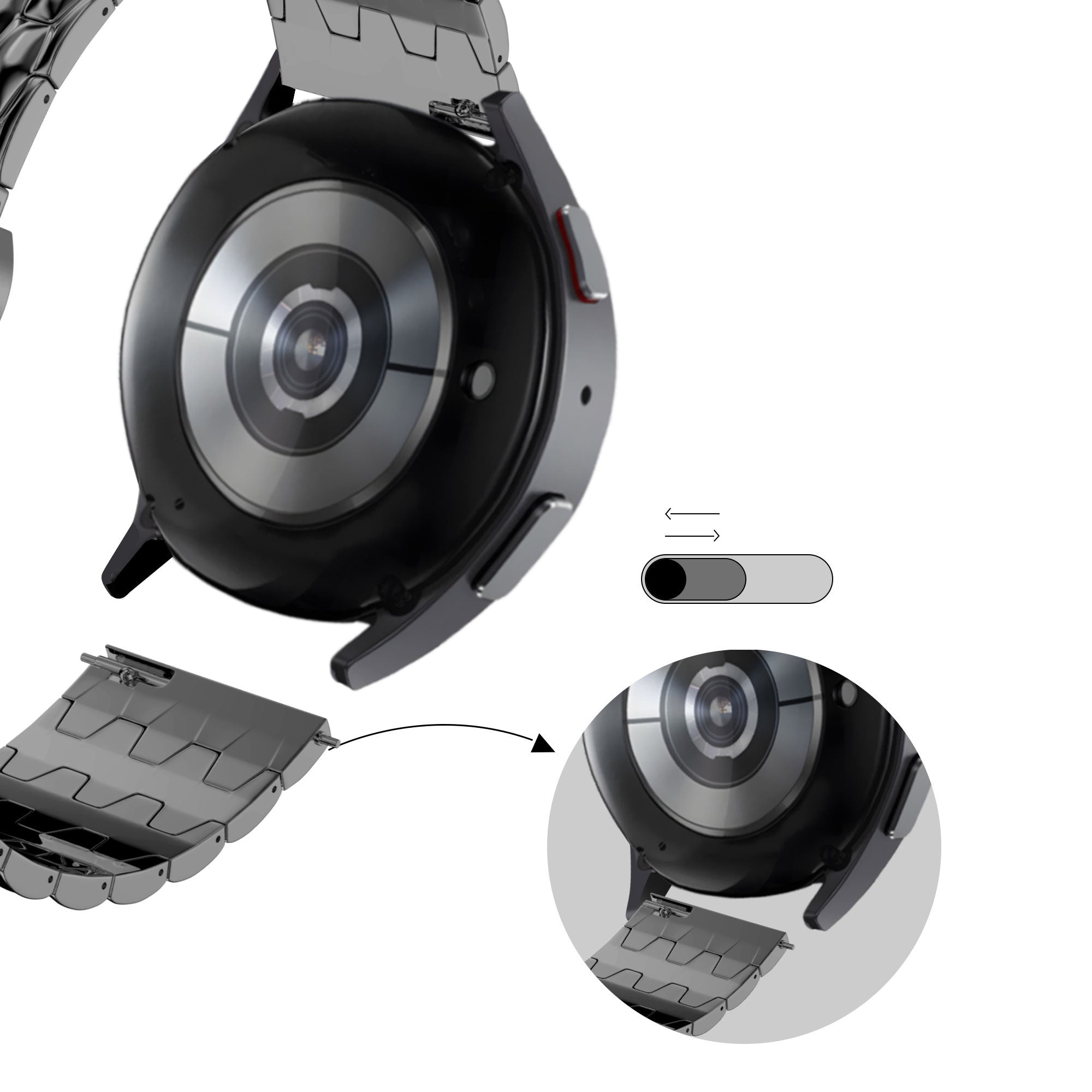 Bandz Huawei Watch GT 6 - 46mm Steel Strap 'Dragon' (Black)