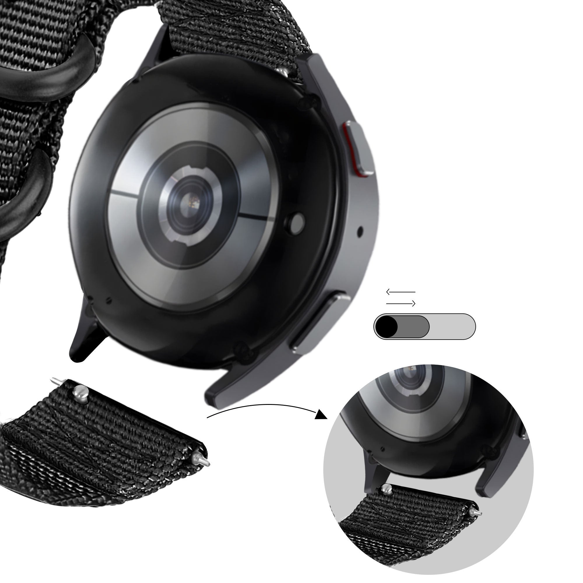 BALR Samsung Galaxy Watch 46mm Nylon Strap with Buckle (Black)