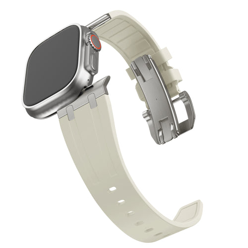 BALR. Apple Watch Ultra Liquid Silicone Strap (Beige/Titanium)