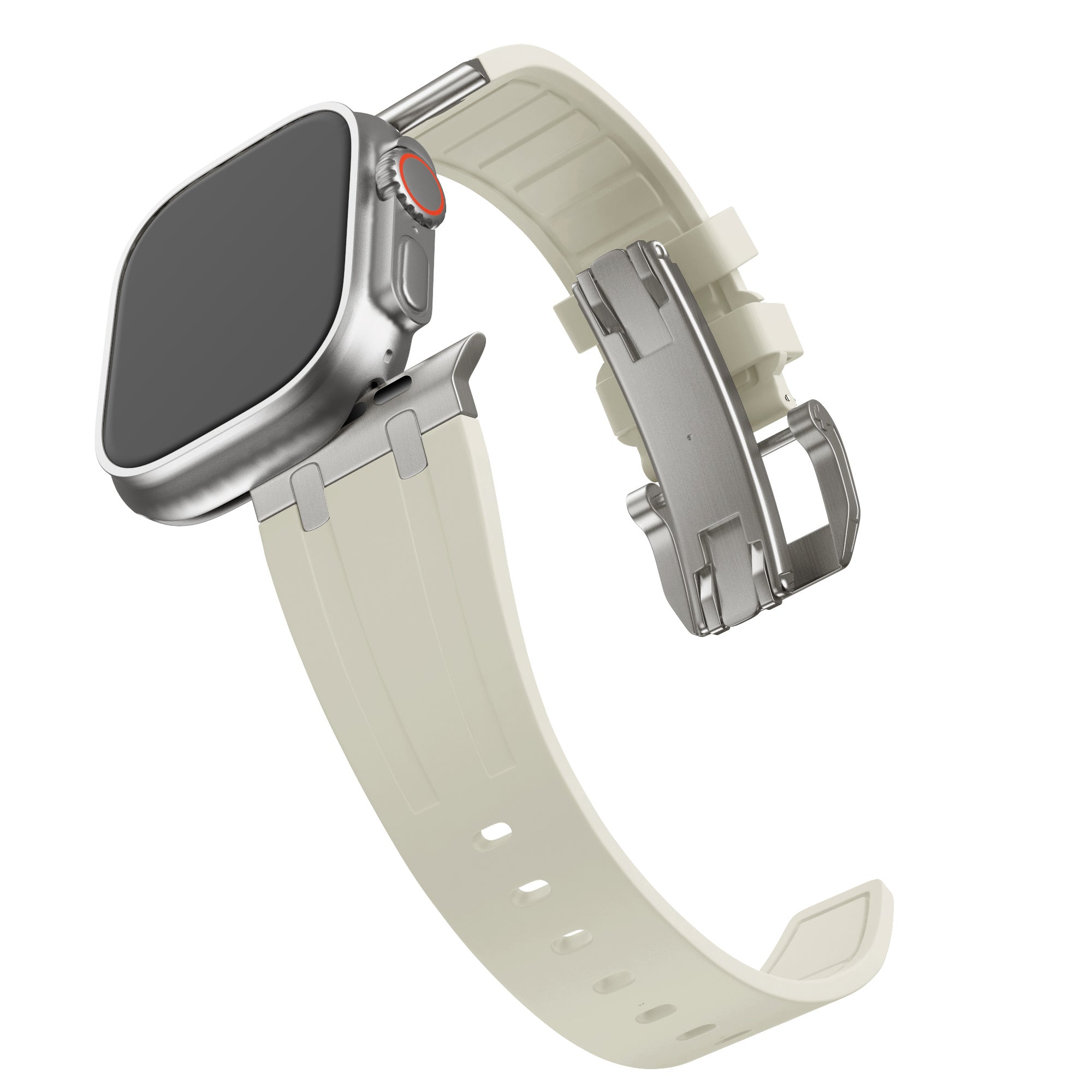BALR. Apple Watch Ultra Liquid Silicone Strap (Beige/Titanium)