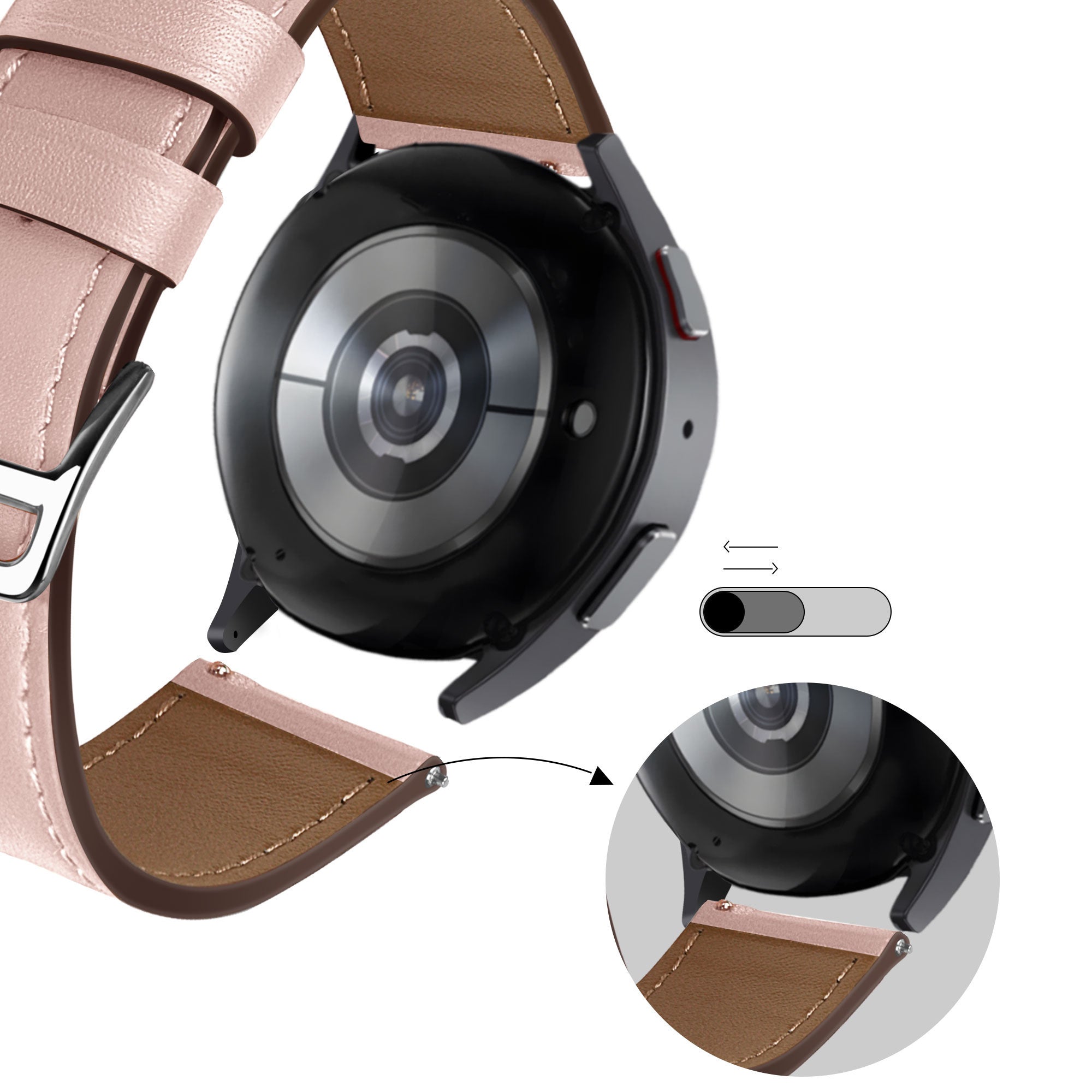 Bandz Amazfit Active 2 Leather Strap 'Deluxe' (Pink)