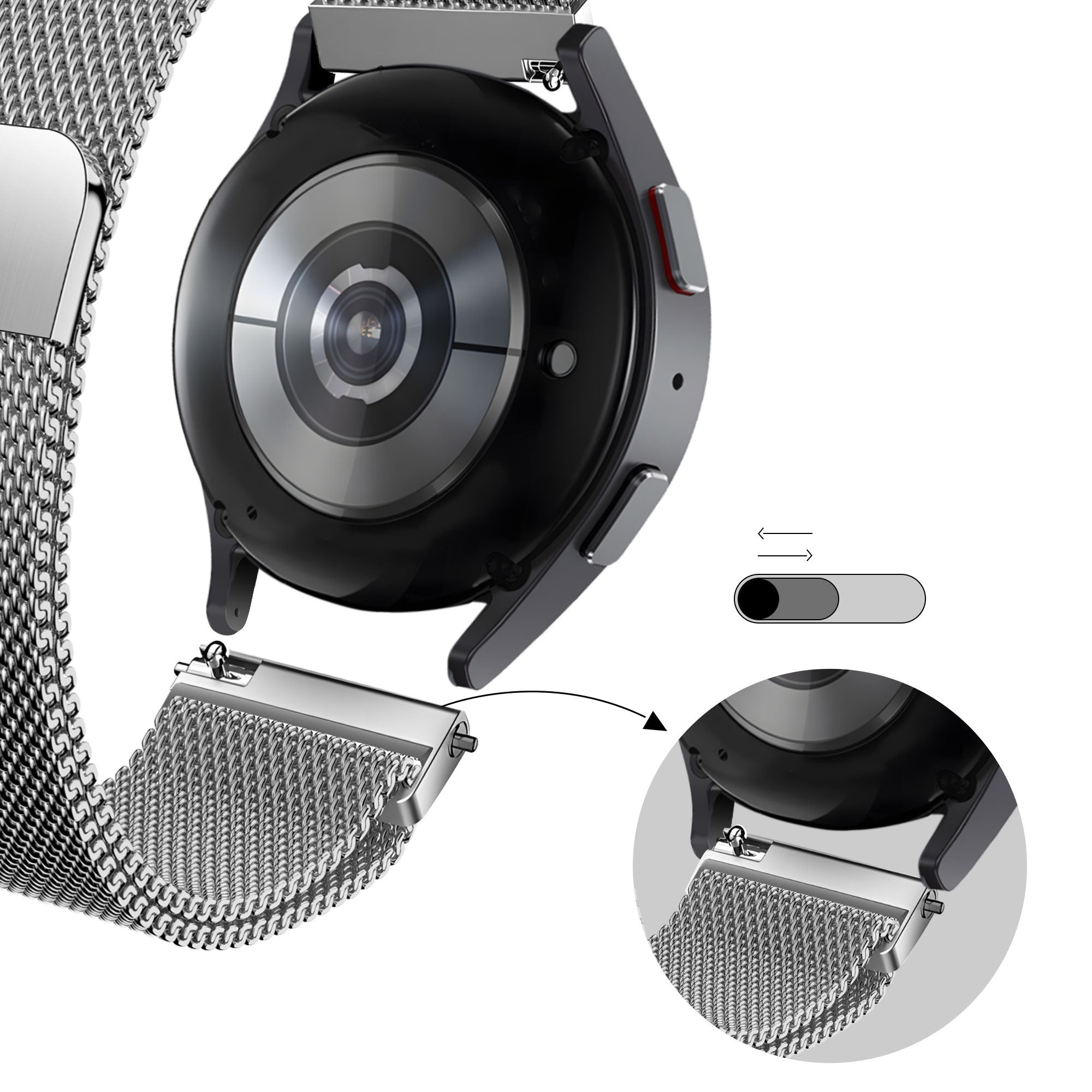 Bandz Amazfit Bip 6 Milanese Loop Strap (Silver)