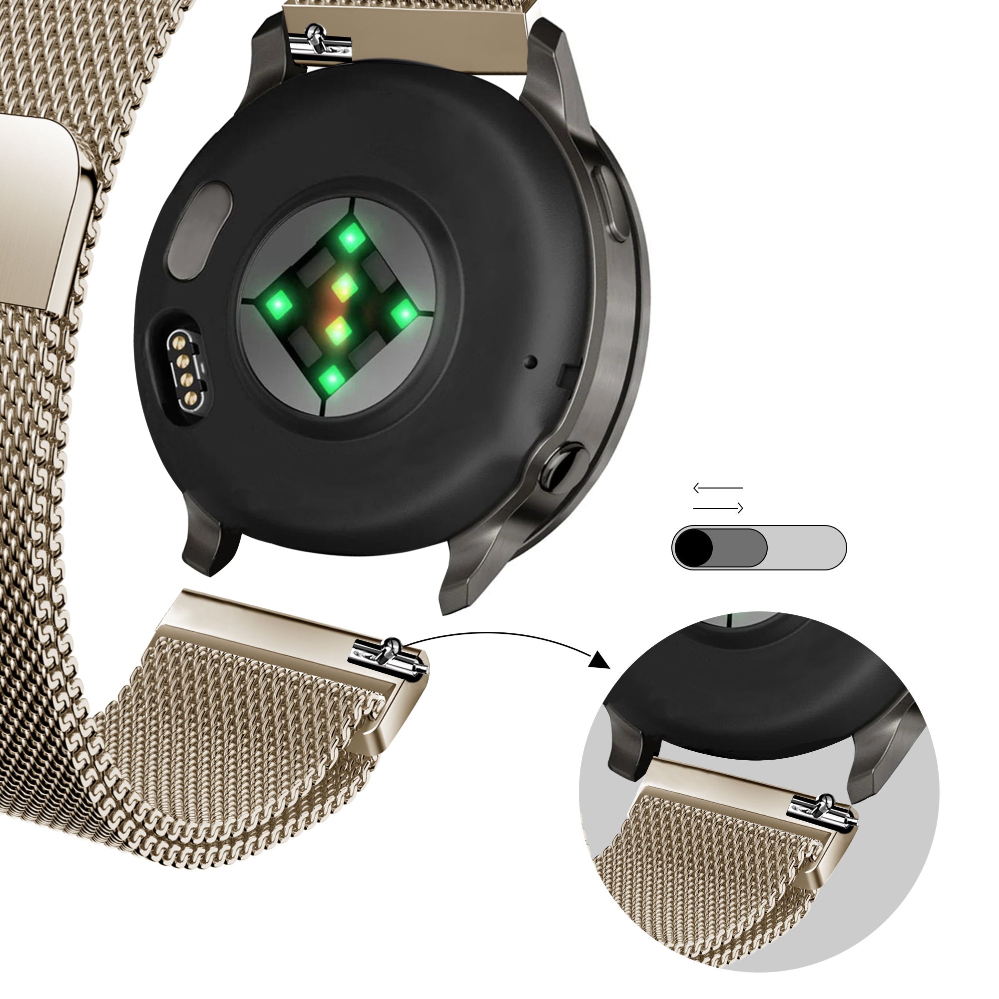 Bandz Garmin Bounce 2 Milanese Loop Strap (Champagne)