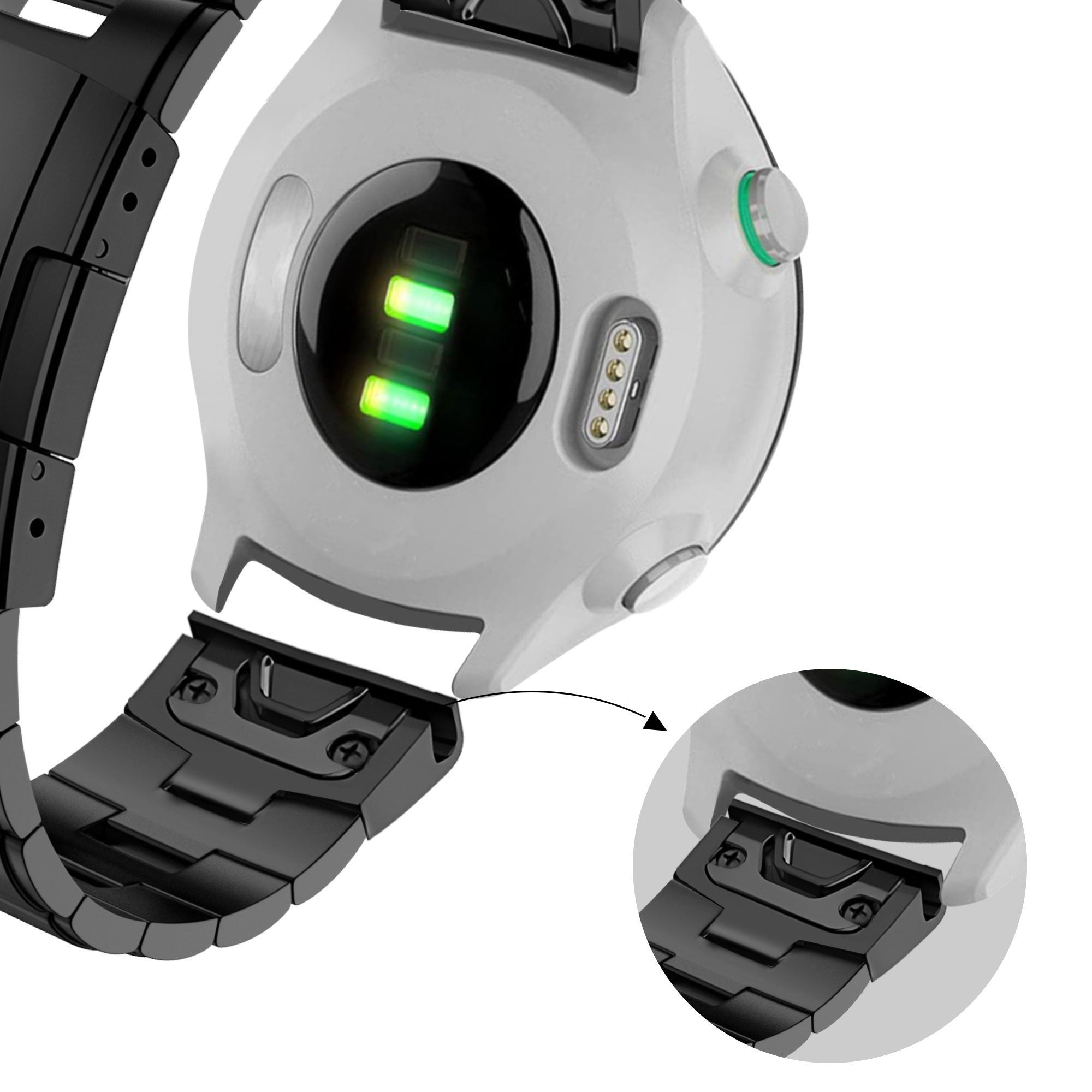 Bandz Garmin MARQ Titanium Link Strap (Black)
