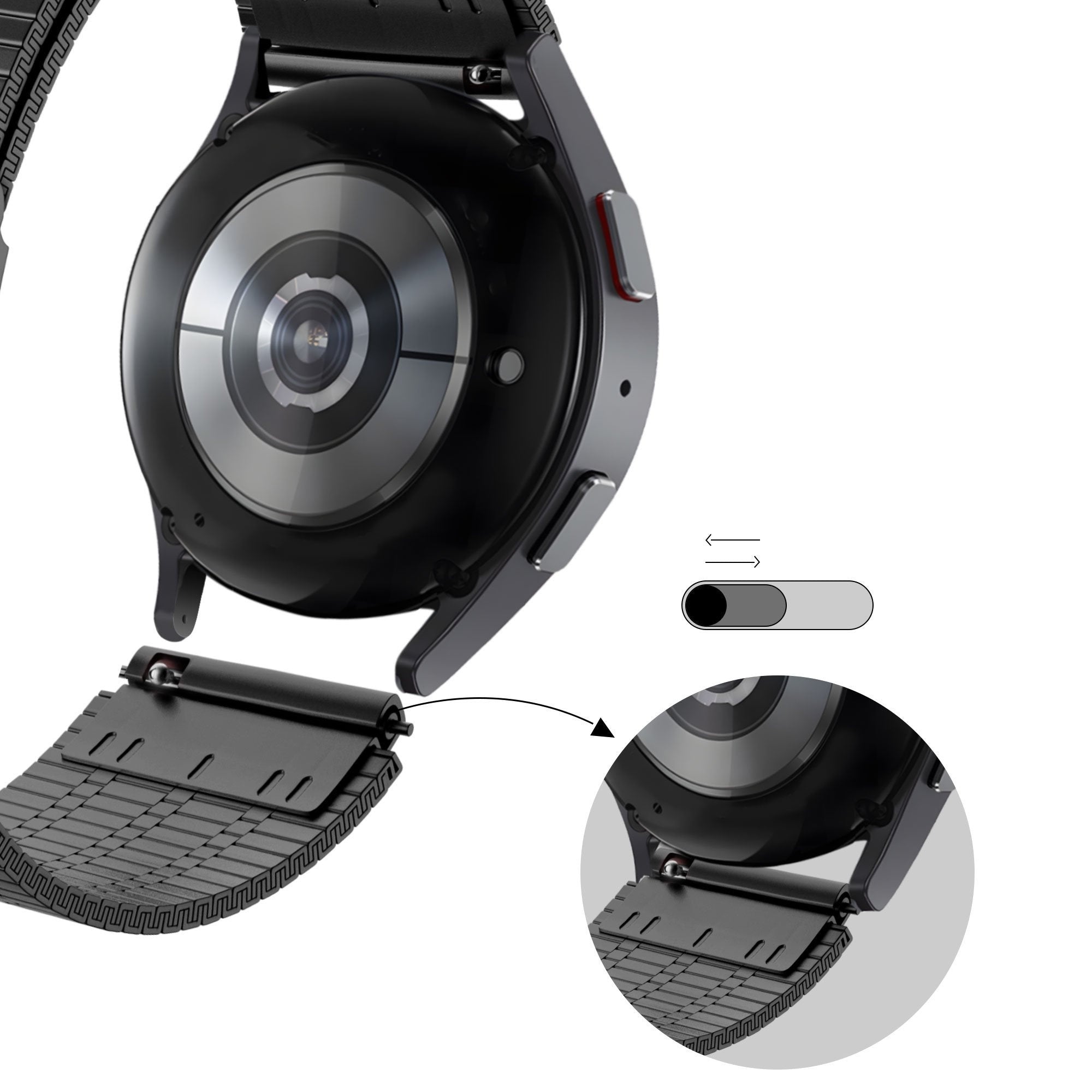 Bandz Suunto Vertical Adjustable Steel Strap (Black)