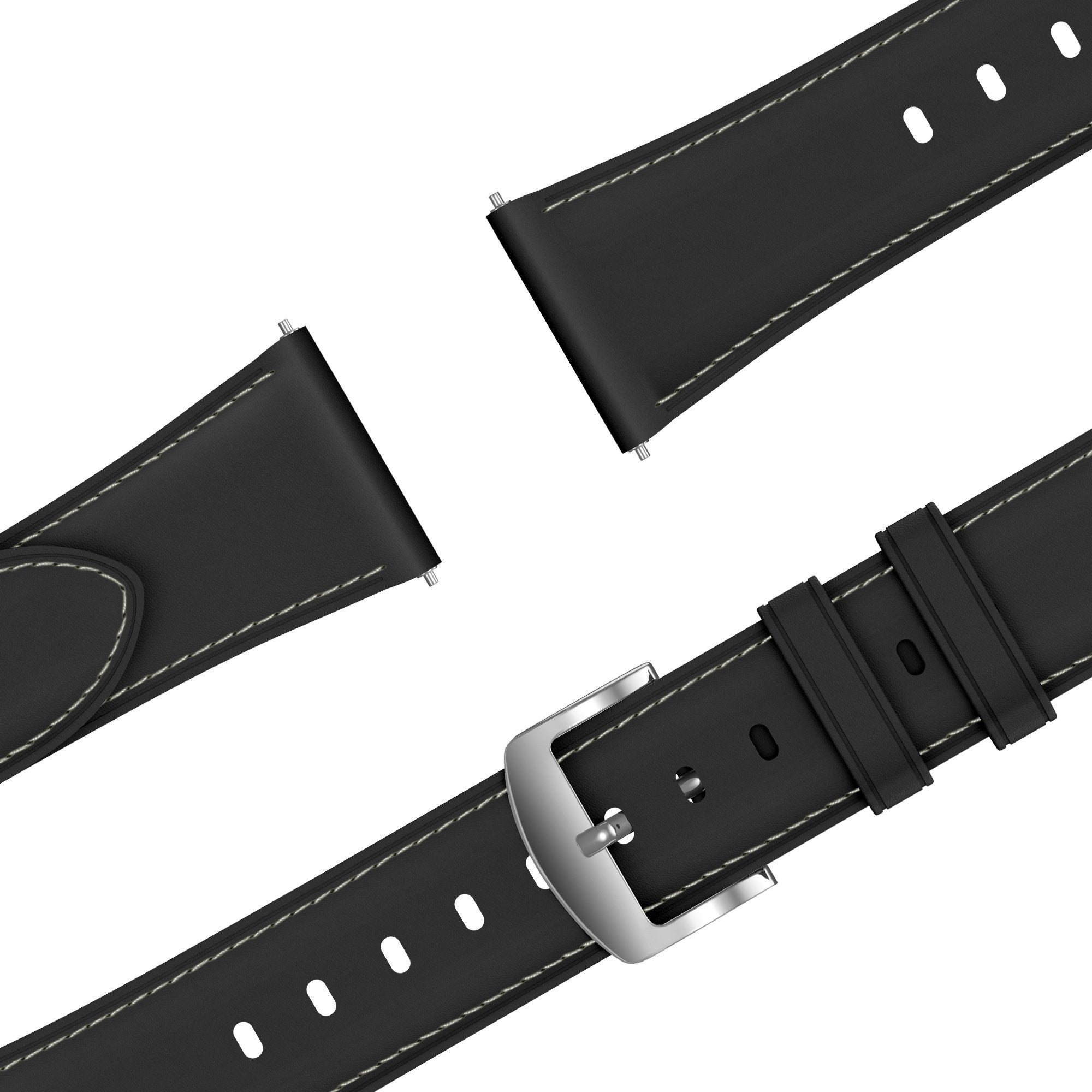 Bandz Samsung Galaxy Watch 4 Classic 42mm Leather Strap 'Easy Fit' (Black)