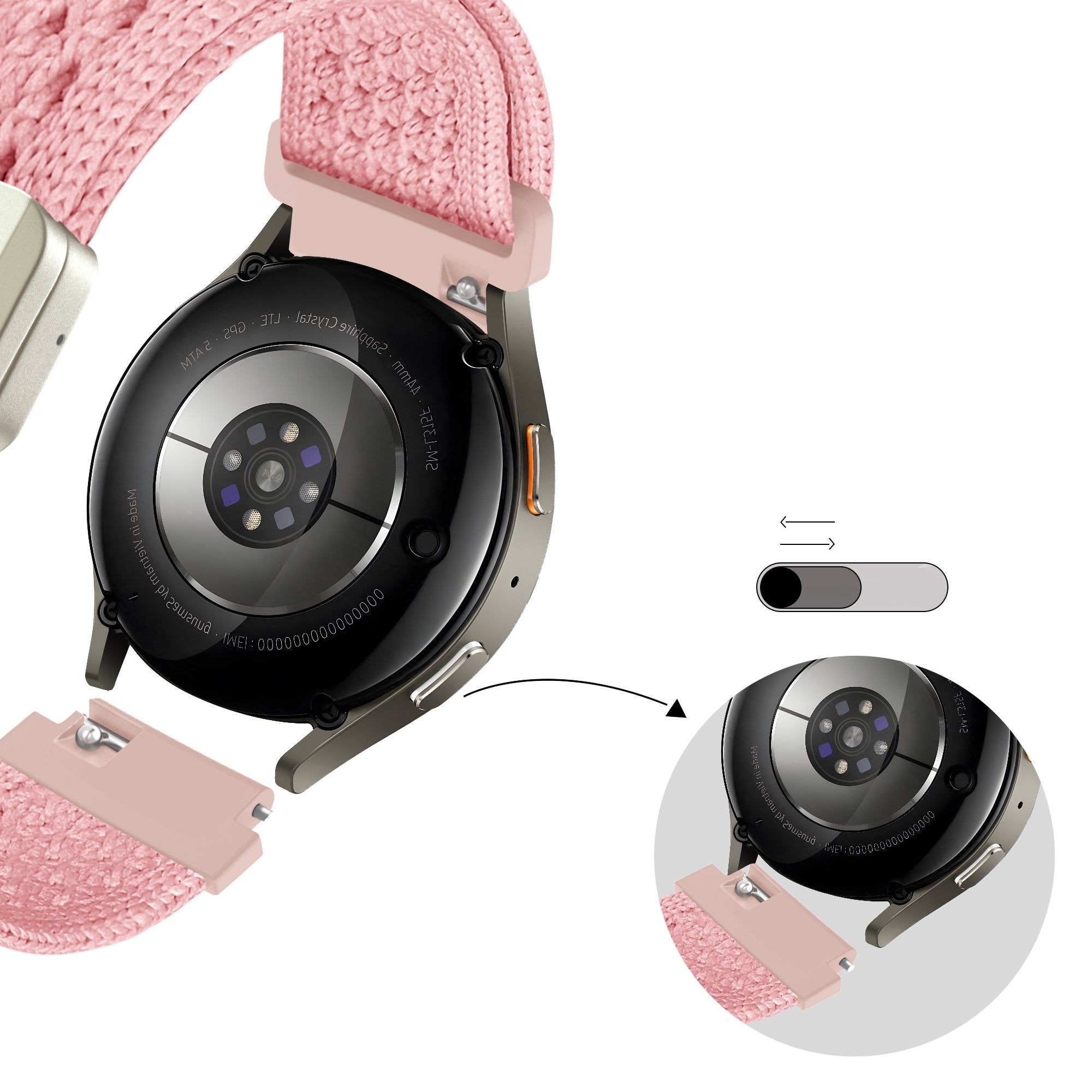 Bandz Samsung Galaxy Watch 6 Classic - 43mm Vintage Nylon Strap (Pink)