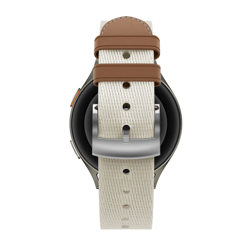 Bandz Huawei Watch GT 5 Pro - 42mm Leather Hybrid Strap 'Easy Fit' (Beige/Brown)
