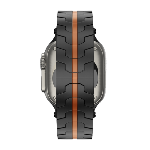 Bandz Apple Watch Metal Grain Strap 'Deluxe' (Black/Orange)