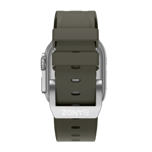 Bandz Apple Watch Silicone Strap 'Luxe Liquid' (Brown With Silver)