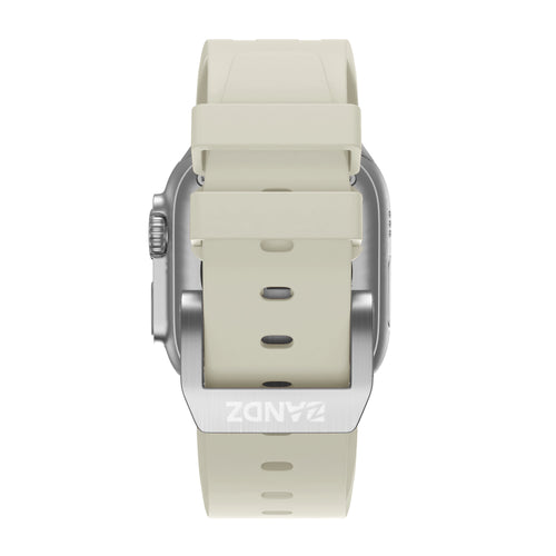 Bandz Apple Watch Silicone Strap 'Luxe Liquid' (Beige With Silver)