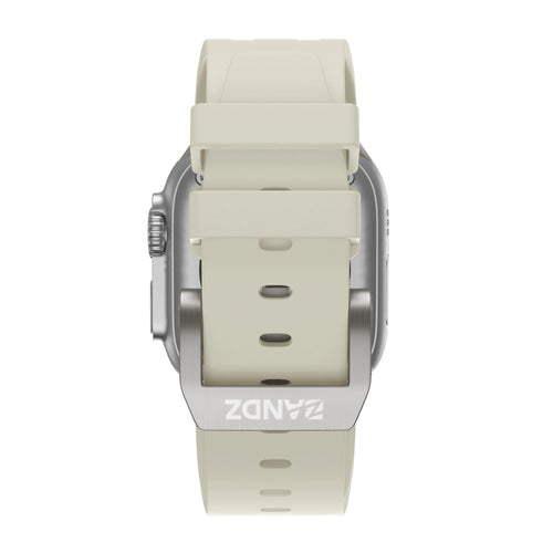 Bandz Apple Watch Silicone Strap 'Luxe Liquid' (Beige With Titanium)