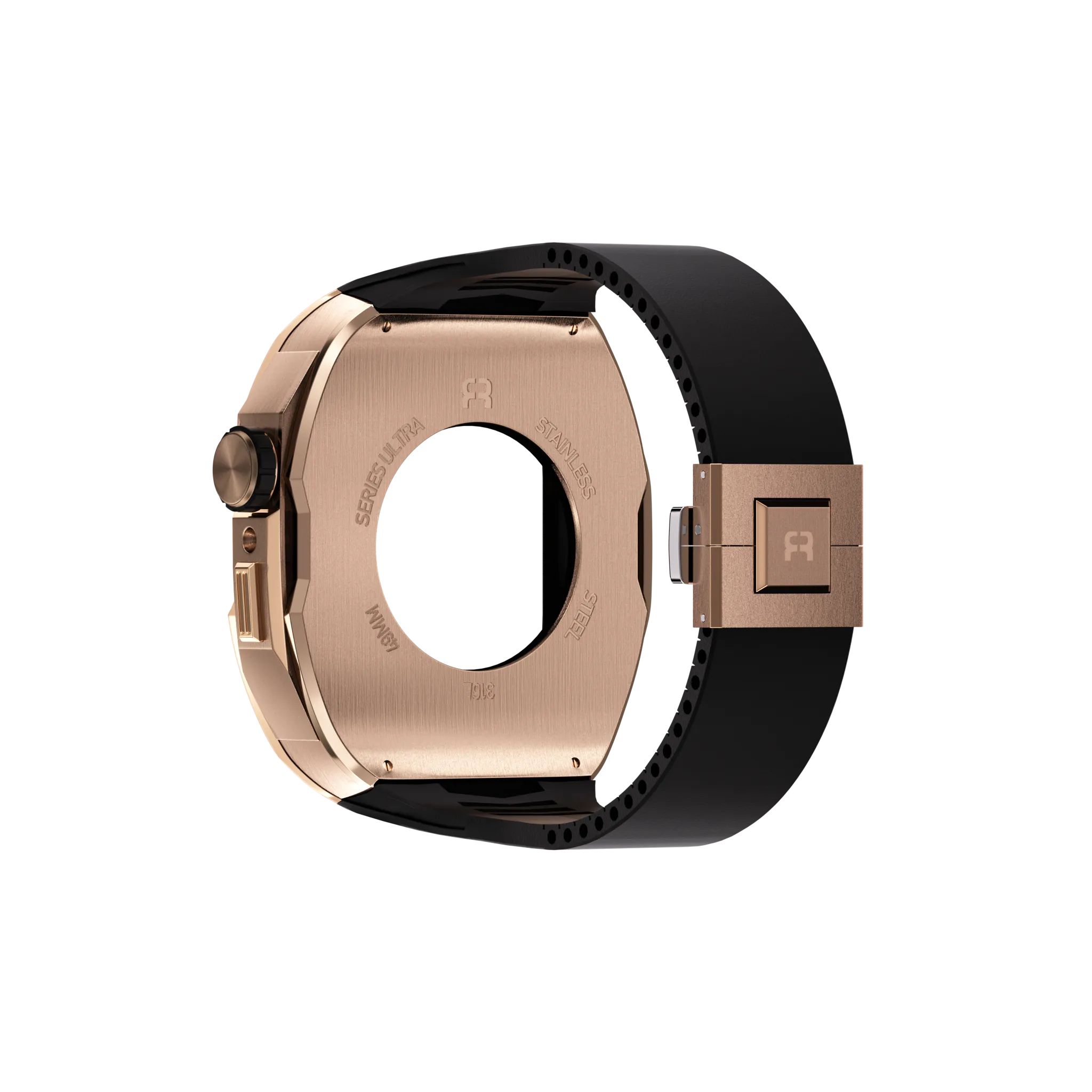 Reqior Apple Watch 45mm Case with Rubber Strap (Rose Gold)