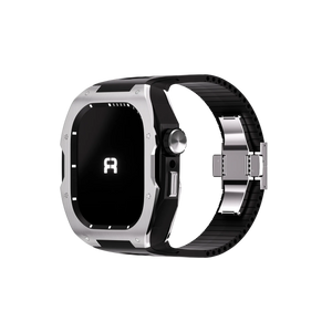 Reqior Apple Watch 45mm Case with Rubber Strap (Silver)