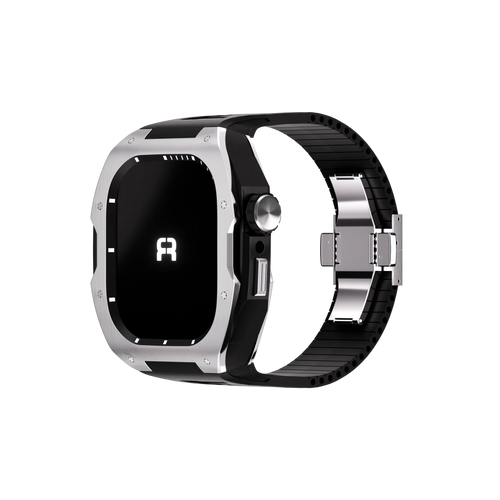 Reqior Apple Watch 45mm Case with Rubber Strap (Silver)