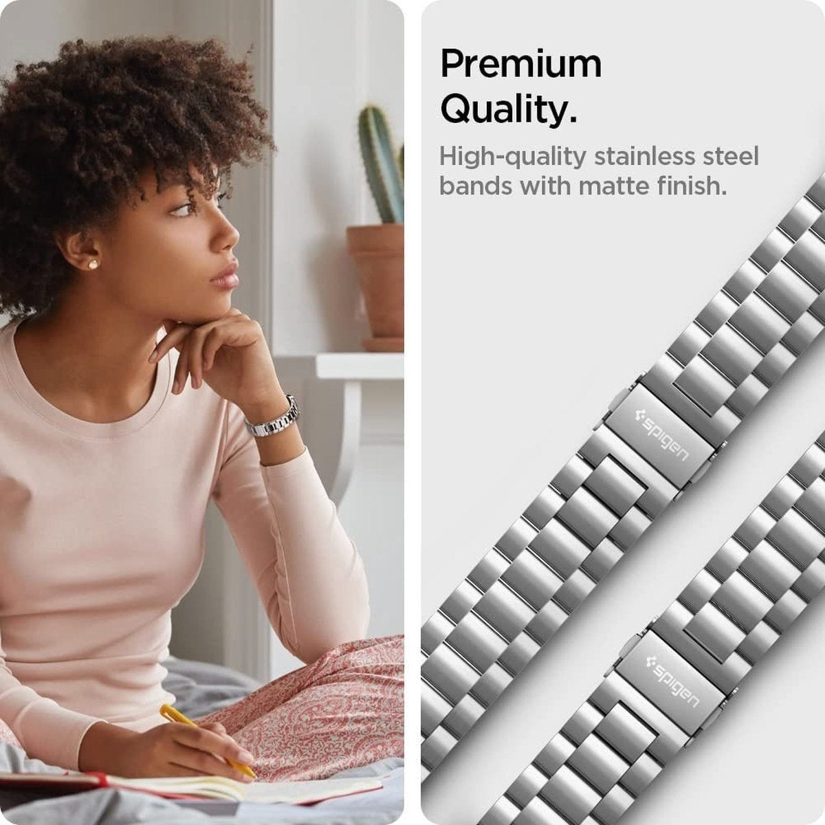 Spigen Galaxy Watch 6 Classic 43mm Steel Strap (Silver)