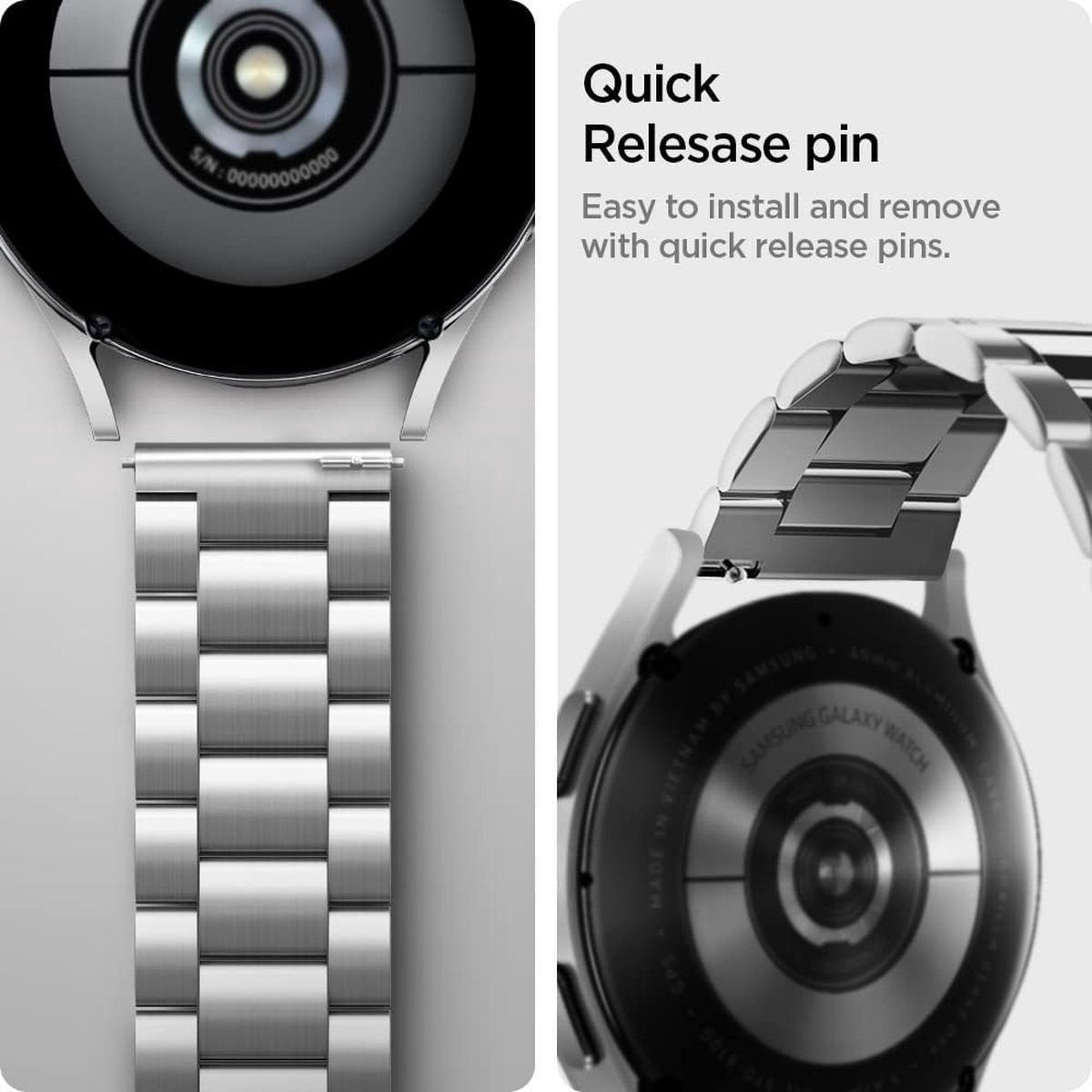 Spigen Galaxy Watch 6 Classic 43mm Steel Strap (Silver)