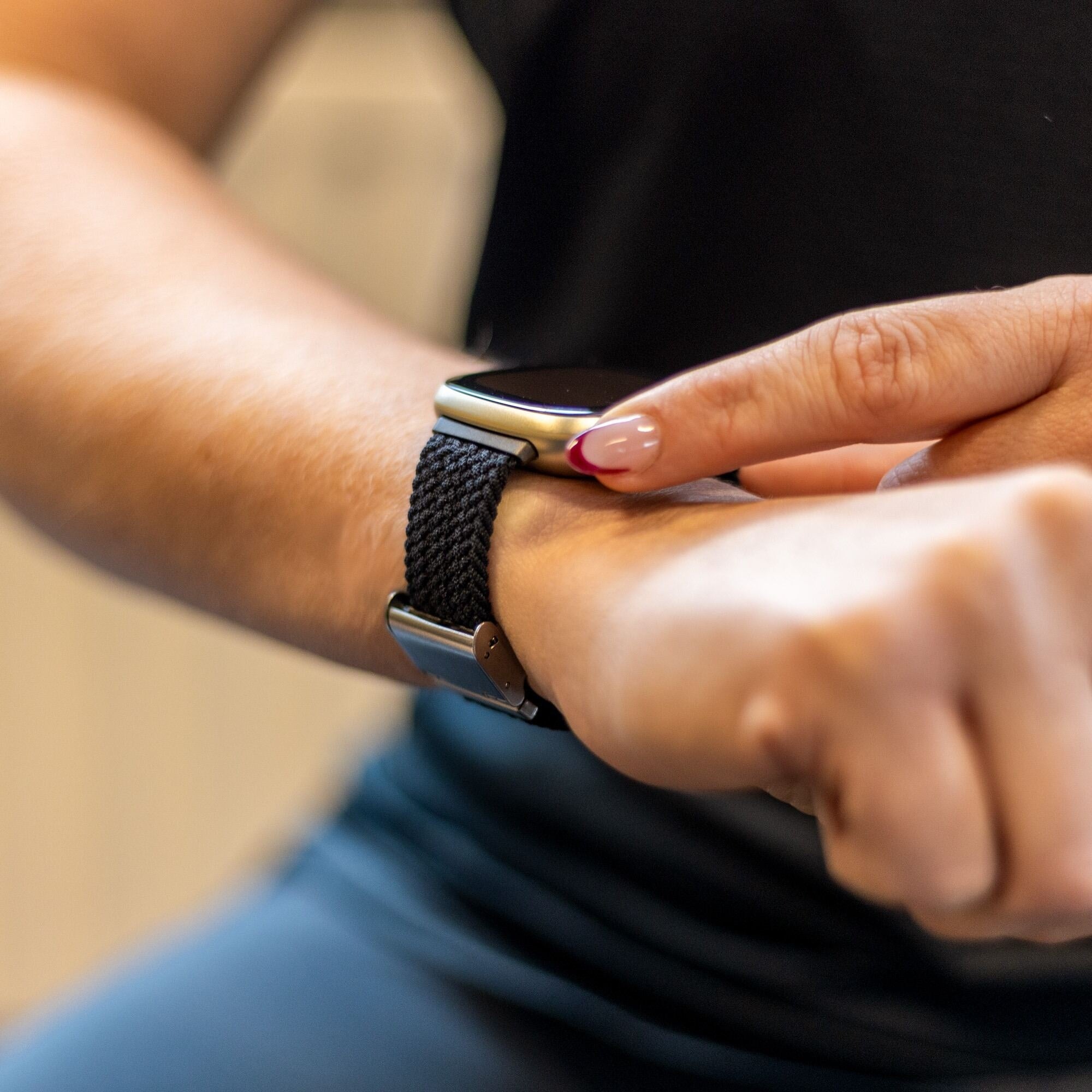 Fitbit Sense Adjustable Braided Nylon Strap (Black)
