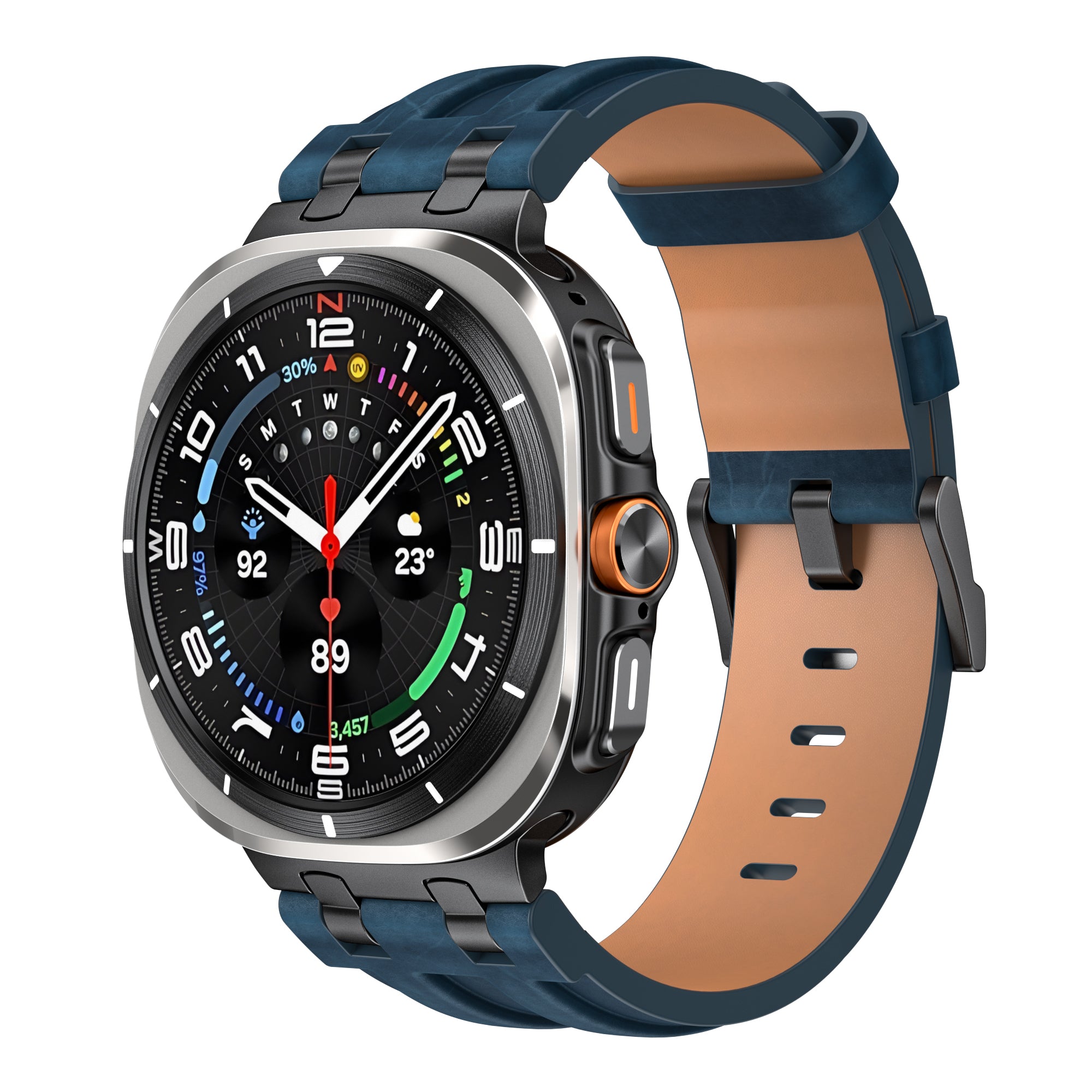 Samsung Galaxy Watch Ultra Solid Leather Strap (Dark Blue)