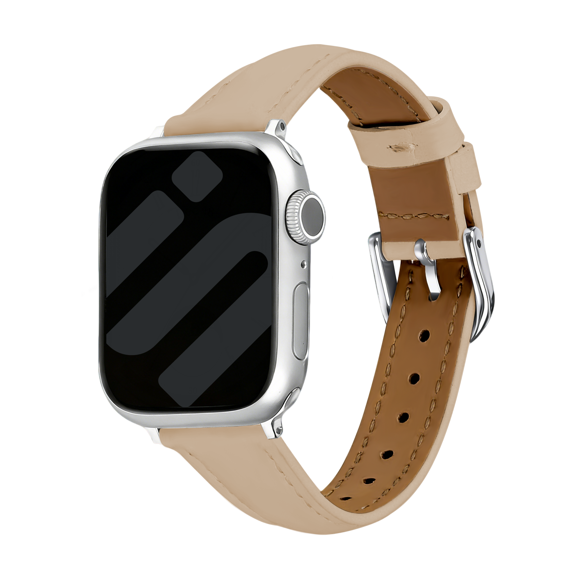 Apple Watch Slimfit Leather Strap (Milk Tea)
