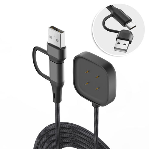 Strap-it USB-A & C 2in1 Braided Fitbit Versa 3 Charger