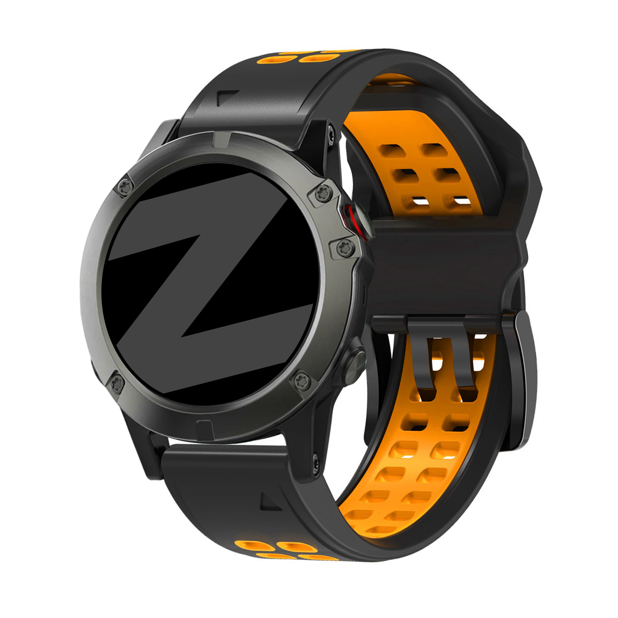 Bandz Garmin Enduro 1 / 2 / 3 Buckled Sport Strap (Black/Orange)
