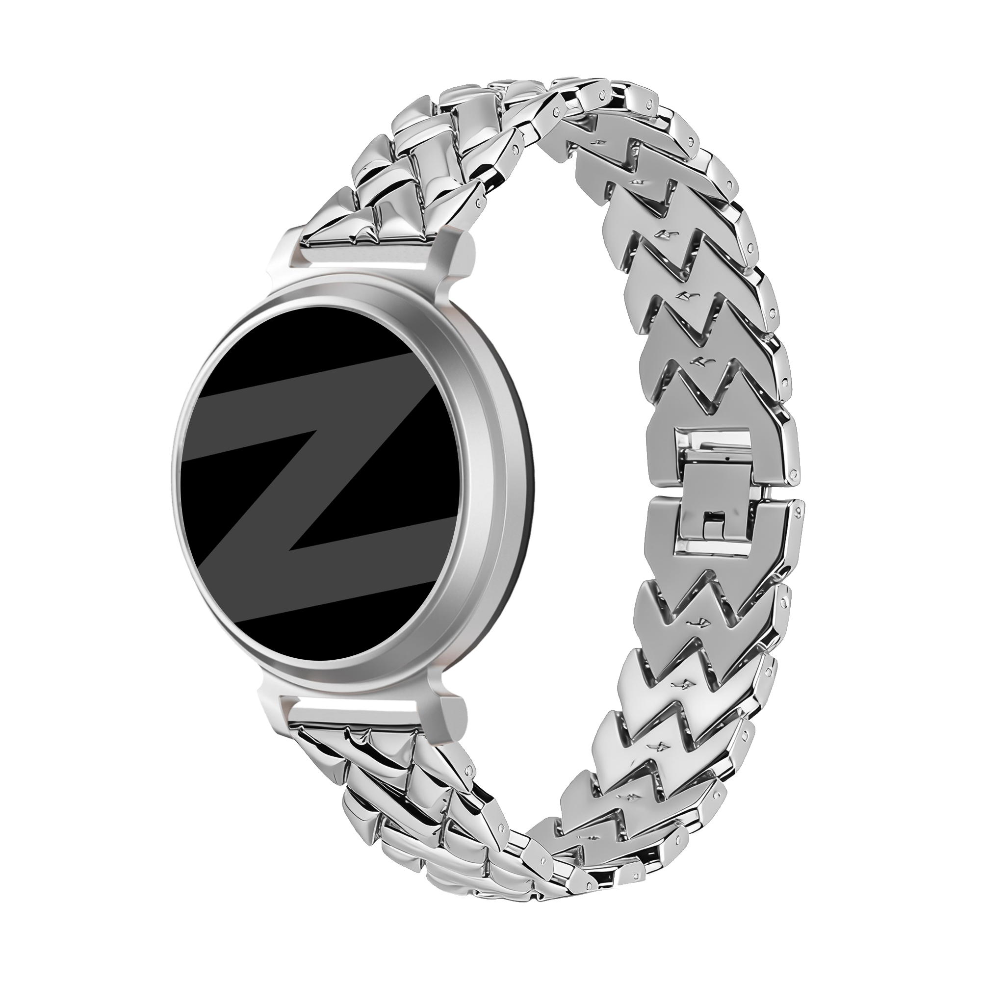 Bandz Pebble Round 2 - 14mm Metal Strap 'V-Type' (Silver)
