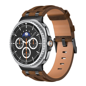 Samsung Galaxy Watch 8 - 44mm Solid Leather Strap (Dark Brown)