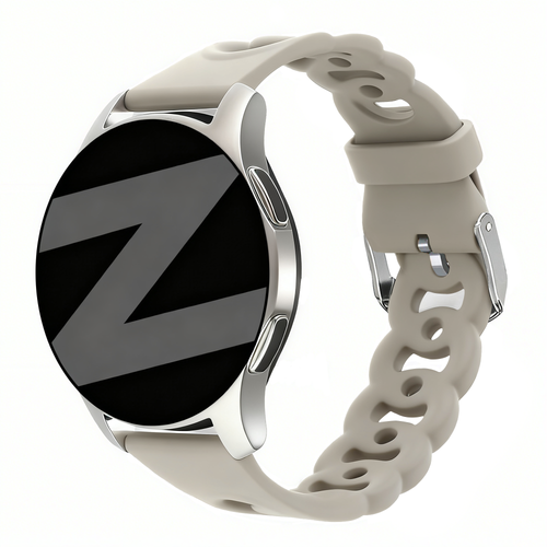Bandz Samsung Galaxy Watch 4 - 44mm Silicone Strap 'Chains' (Light Grey)