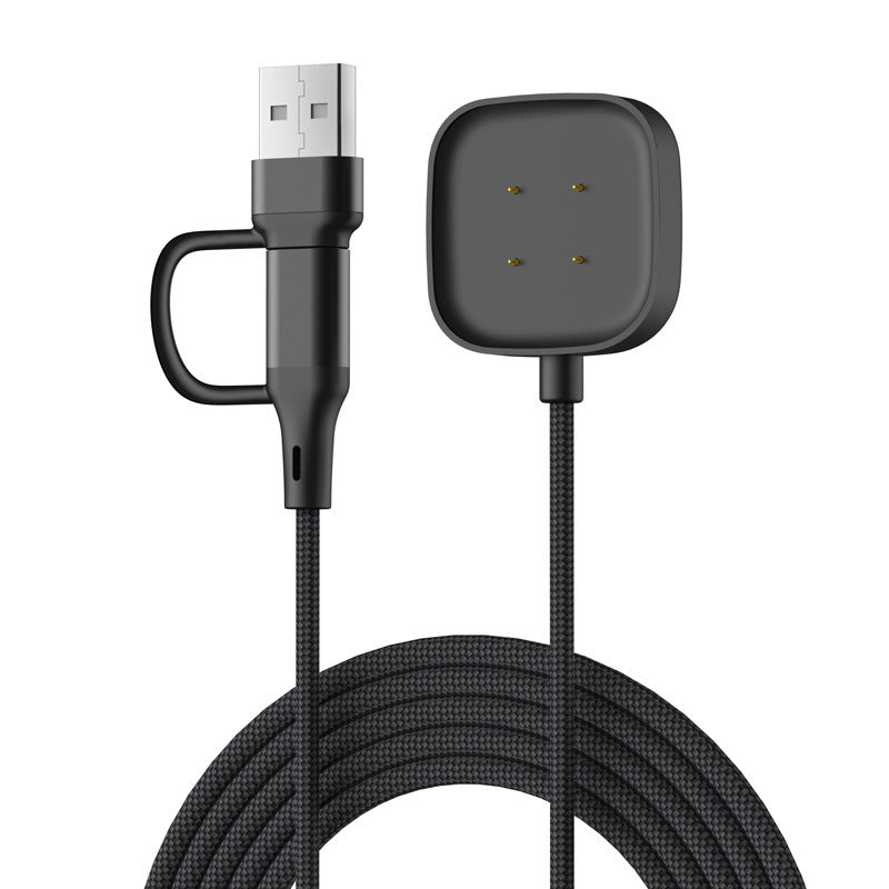 Strap-it USB-A & C 2in1 Braided Fitbit Versa 3 Charger