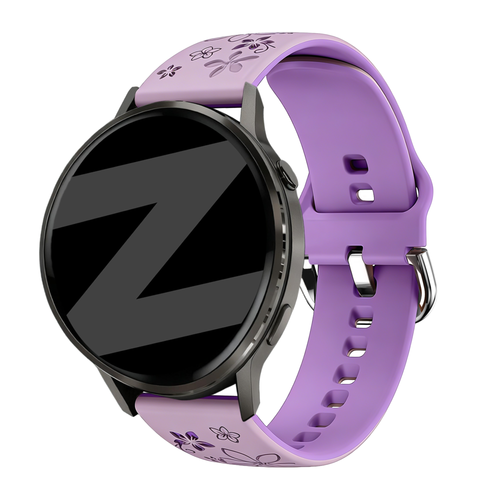 Bandz Garmin Venu 2 Plus Silicone Strap 'Flowers' (Lilac/Purple)