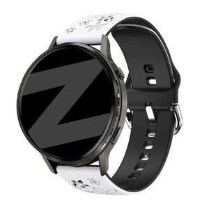 Bandz Garmin Venu Silicone Strap 'Flowers' (White/Black)