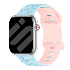 Apple Watch Flower Silicone Strap (Blue/Pink)