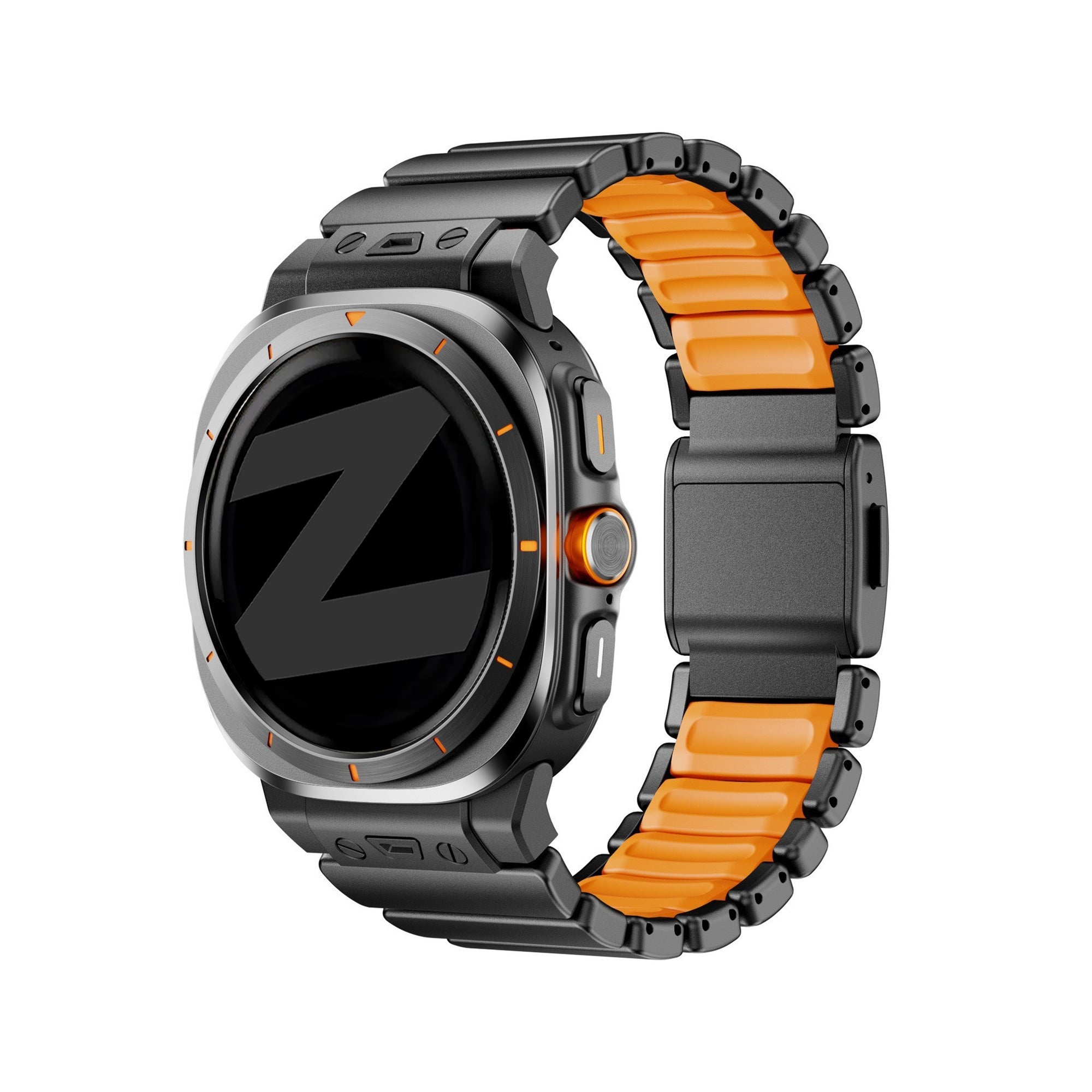 Bandz Samsung Galaxy Watch Ultra Titanium Strap 'Hybrid' (Black/Orange)