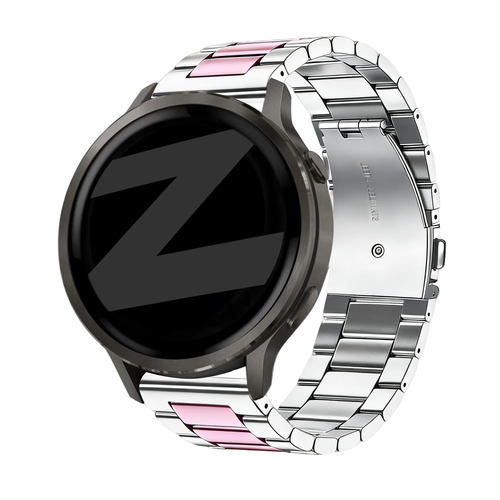 Bandz Garmin Forerunner 55 Steel Strap 'Classic' (Silver/Pink)