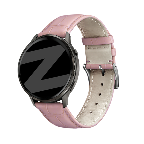Bandz Garmin Vivoactive 6 Leather Strap Crocodile Grain (Pink)