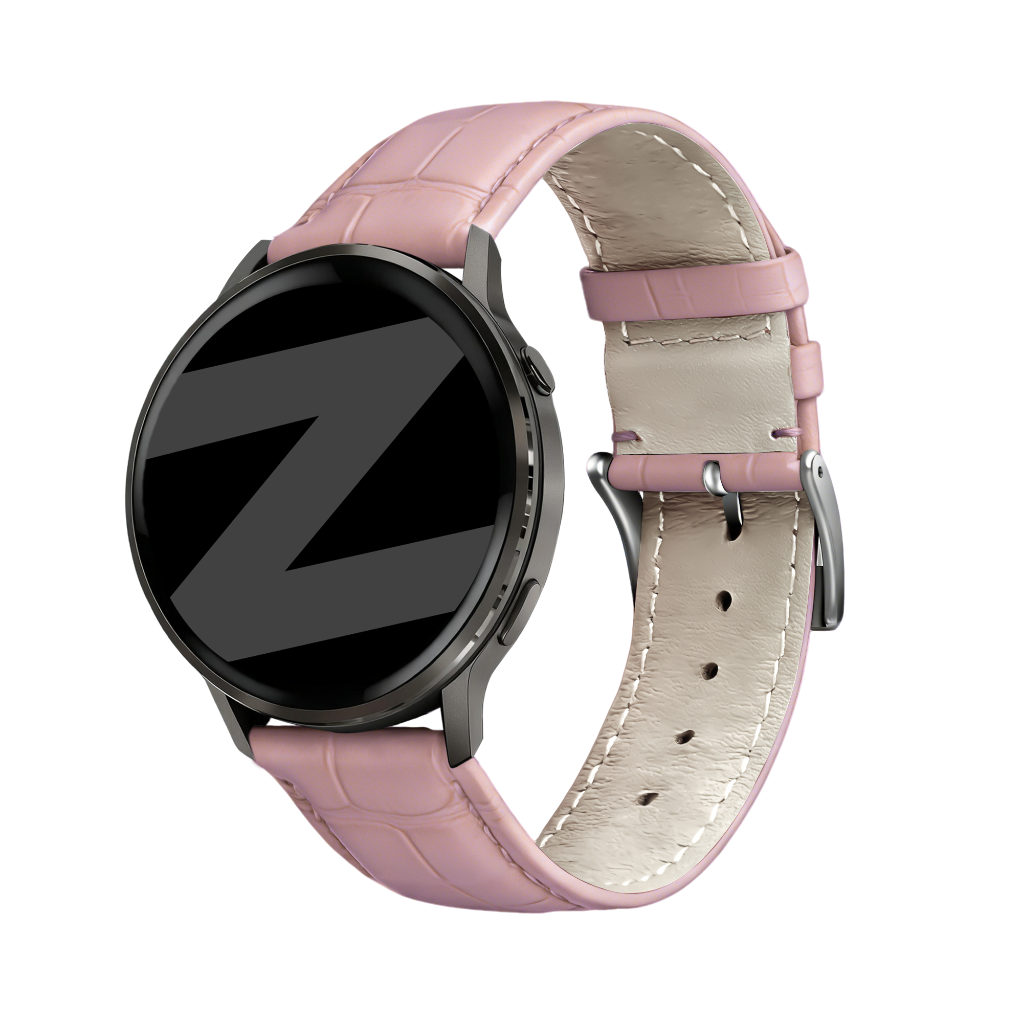 Bandz Garmin Forerunner 55 Leather Strap Crocodile Grain (Pink)