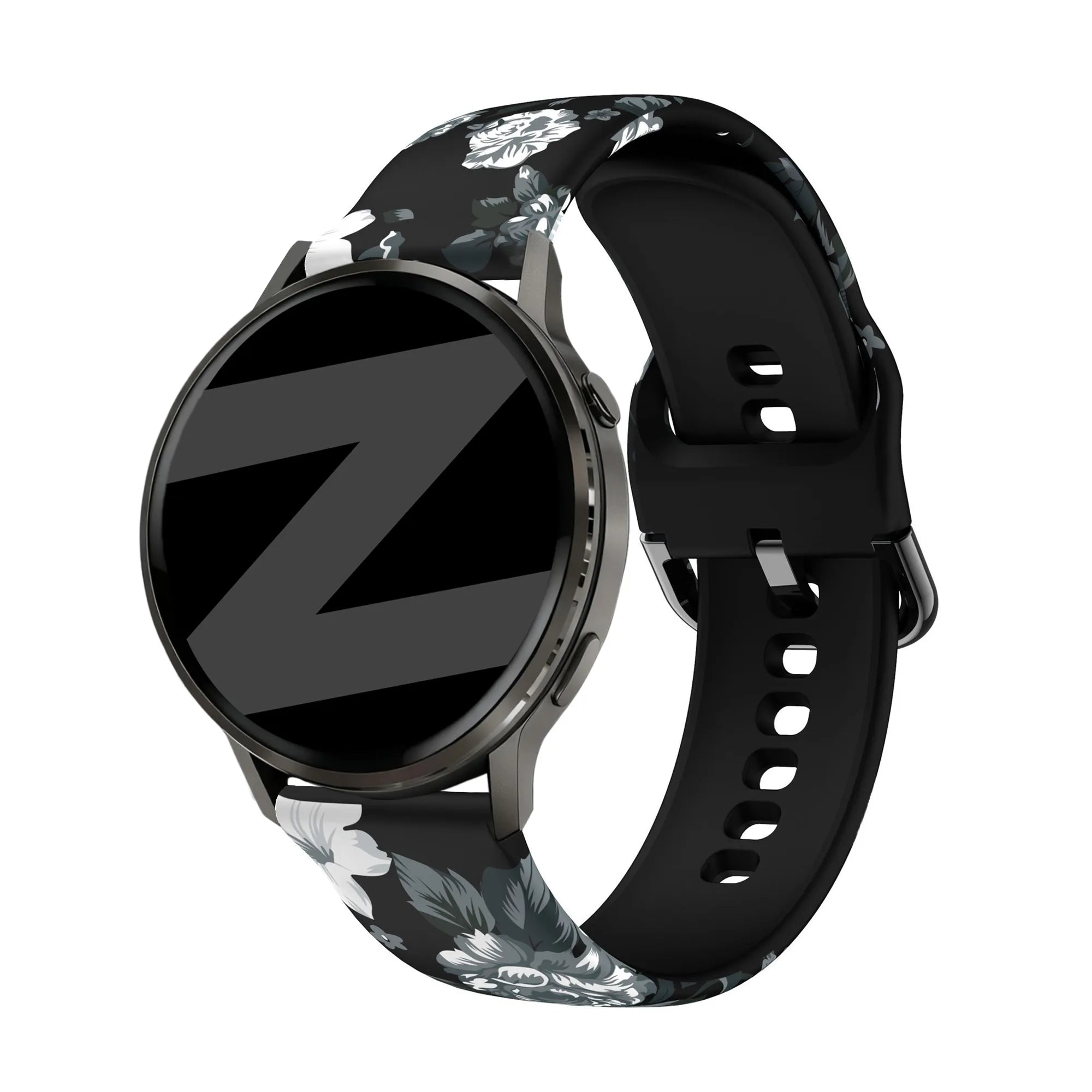 Bandz Garmin Vivomove Luxe Silicone Strap 'Grey Flower'