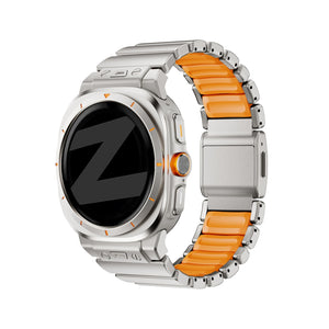 Bandz Samsung Galaxy Watch Ultra Titanium Strap 'Hybrid' (Titanium/Orange)