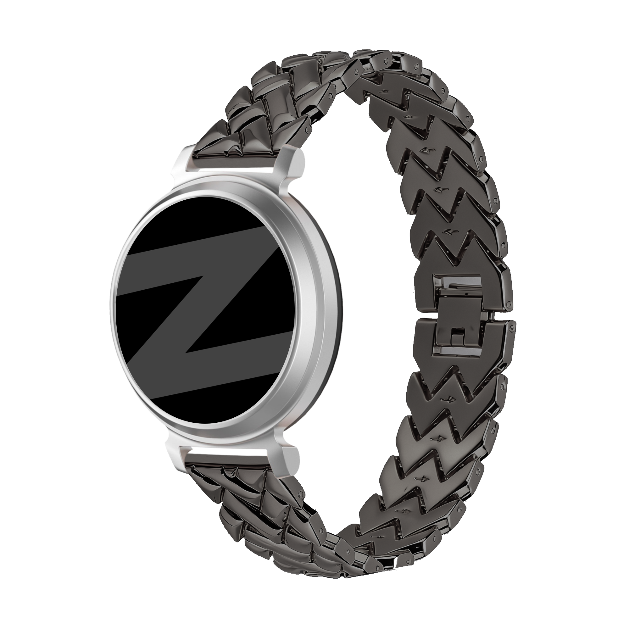 Bandz Pebble Round 2 - 14mm Metal Strap 'V-Type' (Black)
